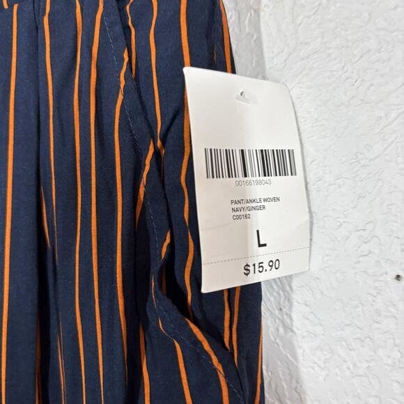 NEW! F21 Forever 21 Elastic Waist Ankle Pant Harem Stripe Loose Fit Casual - L - Picture 3 of 5